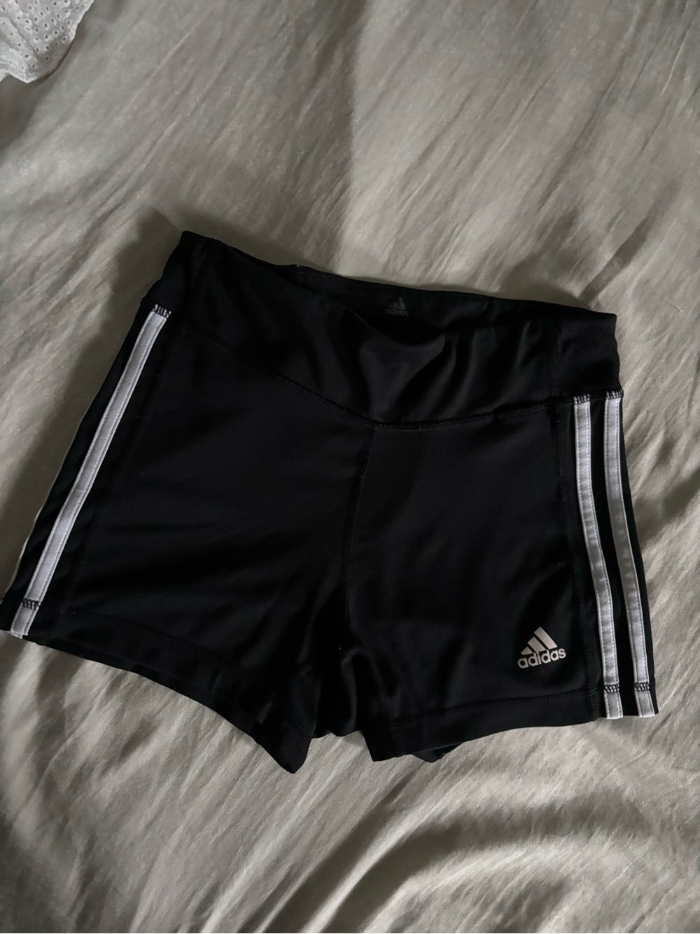 Adidas Women's Black Athletic Shorts with White Stripes